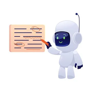 Chatbot robot analyzes the spelling of the text vector flat illustration Stockillustratie