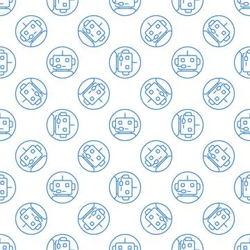 Chatbot Robot Circle vector concept line seamless pattern Stock Illustration