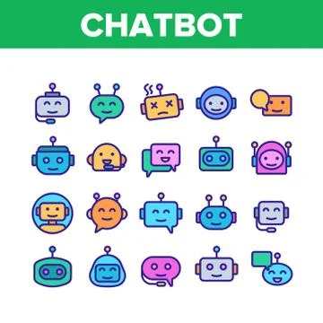 Chatbot Robot Collection Elements Icons Set Vector Stock Illustration