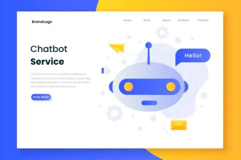 Chatbot robot communication landing page Stock Illustration