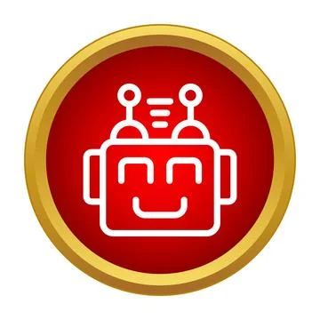 Chatbot robot head icon with red background イラスト素材