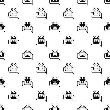 Chatbot robot head in message bubble seamless pattern Stock Illustration