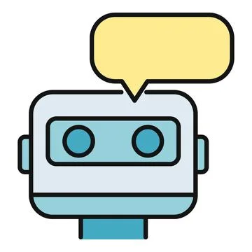 Chatbot robot head with speech bubble icon Stock Illustration
