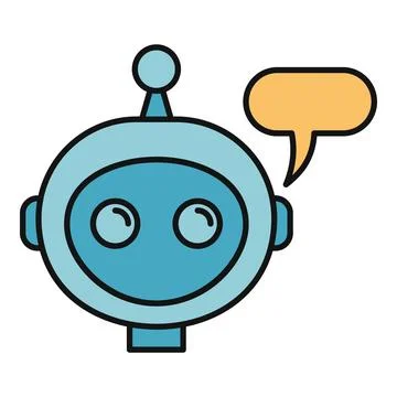 Chatbot robot head with speech bubble icon Stock Illustration