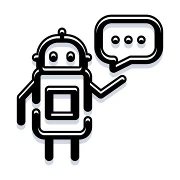 Chatbot robot icon communicating with speech bubble Illustration