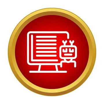 Chatbot robot interacting with computer virtual assistant icon Stock Illustration