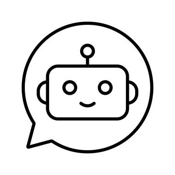 Chatbot Robot Line Icon in Speech Bubble Circle Isolated Vector Illustration 스톡 일러스트