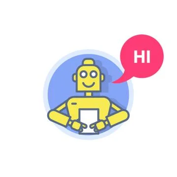 Chatbot - robot prompter with list sheet, automatic virtual assistant Stock Illustration