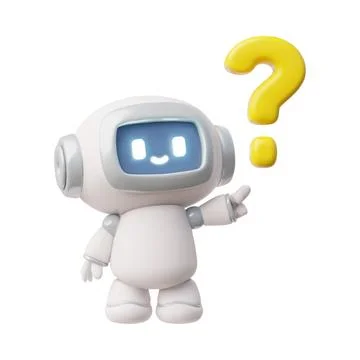 Chatbot robot with question mark realistic 3D vector, artificial intelligence イラスト素材