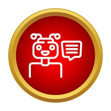 Chatbot robot sending message in red icon Illustrazione stock