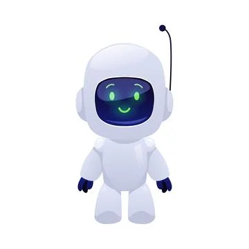 Chatbot robot smiling vector flat illustration, cute Artificial intelligence Stock Illustration