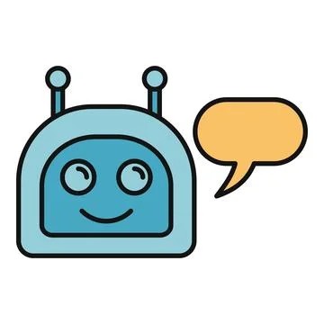 Chatbot robot with speech bubble communicating Stockillustratie