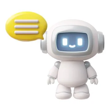 Chatbot robot with text box realistic 3D vector, cute Artificial intelligence Stock Illustration