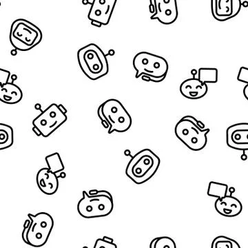 Chatbot Robot Vector Seamless Pattern Stock Illustration