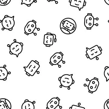 Chatbot Robot Vector Seamless Pattern Stock Illustration