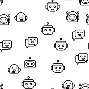 Chatbot Robot Vector Seamless Pattern イラスト素材