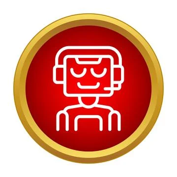 Chatbot robot wearing headset for virtual assistant support Illustrazione stock