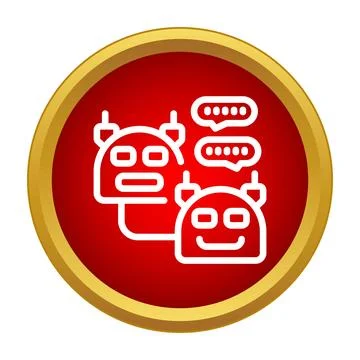 Chatbot robots discussing artificial intelligence communication icon 库存插图