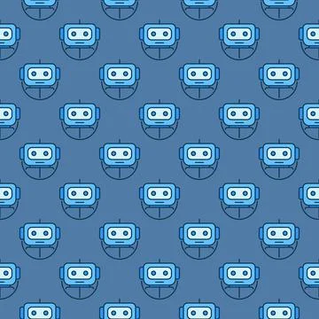 Chatbot round vector Robot Support colored seamless pattern Stock Illustration