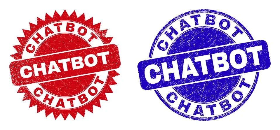 CHATBOT Rounded and Rosette Stamps with Rubber Texture 스톡 일러스트