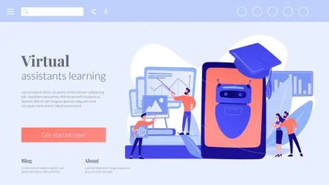 Chatbot self learningconcept landing page. Stock Illustration