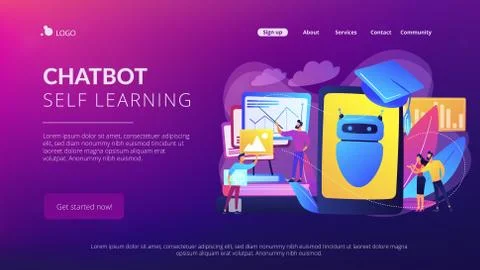 Chatbot self learningconcept landing page. Stock-Illustration