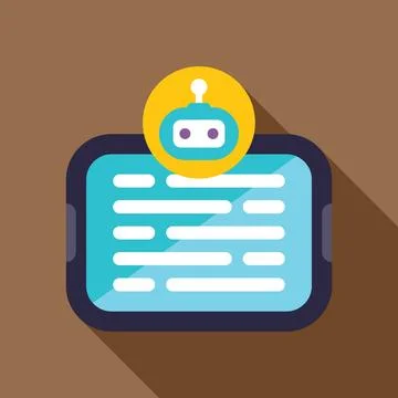 Chatbot sending a message on mobile phone screen using artificial intelligenc Stock Illustration