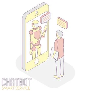 Chatbot service vector isometric illustration Stock Illustration