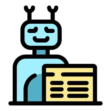 Chatbot showing information on screen, artificial intelligence providing support Stock Illustration