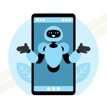 Chatbot-in-smartphone Stock Illustration