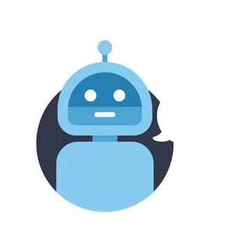 Chatbot speaking inside speech bubble giving answer Stock Illustration