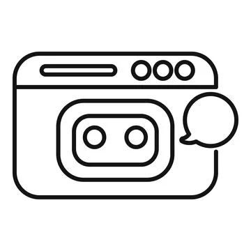 Chatbot speaking through website browser window icon Stock Illustration