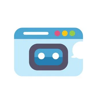 Chatbot speaking through website browser window icon Stock Illustration