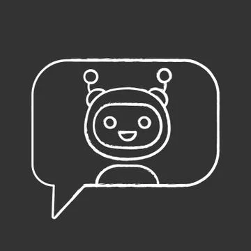 Chatbot in speech bubble chalk icon Stock Illustration