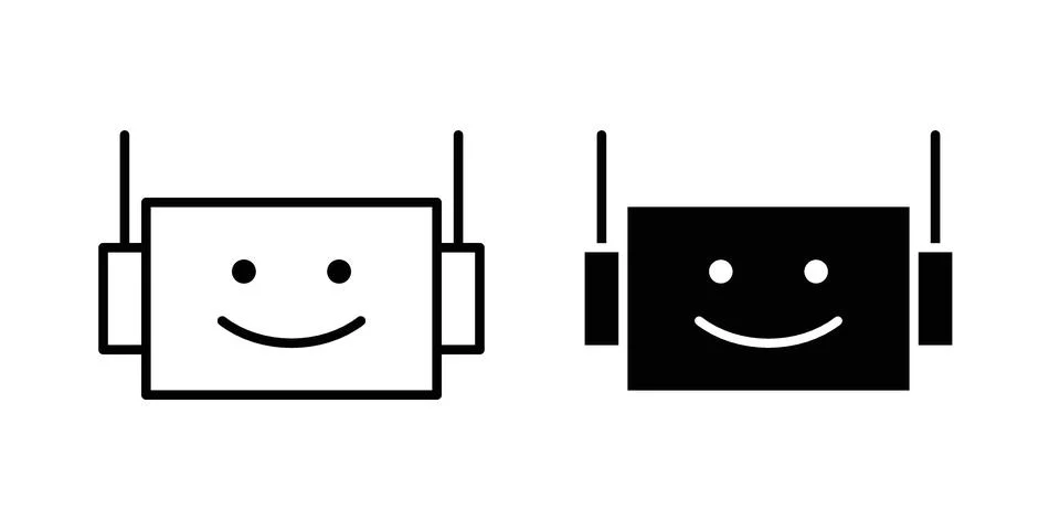 Chatbot speech bubble icon pack with silhouette and stroke web icons Stock Illustration