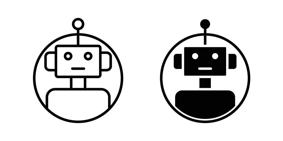 Chatbot speech bubble icon silhouette vector set. thin line pack Stock Illustration