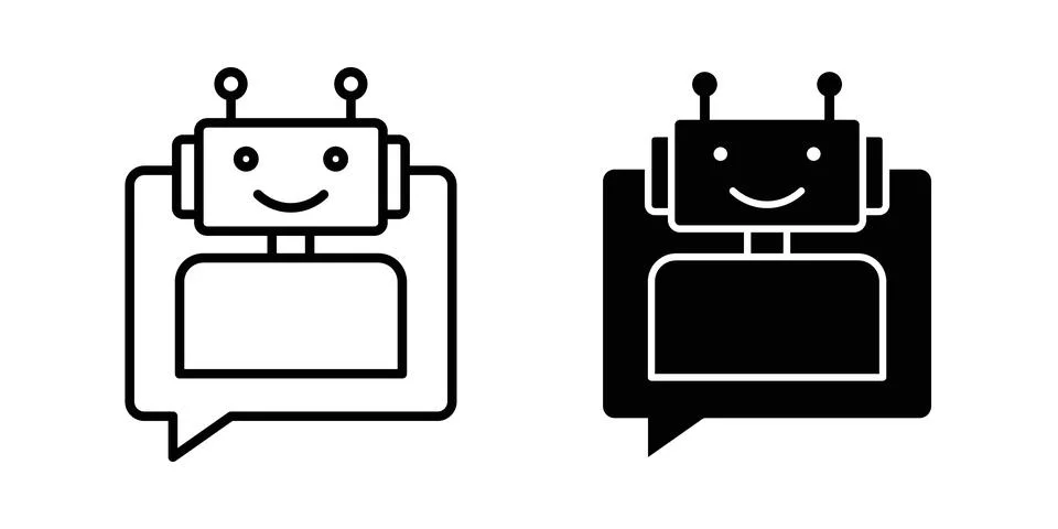 Chatbot speech bubble icon symbol. Flat and Stroke Vector illustration Illustrazione stock