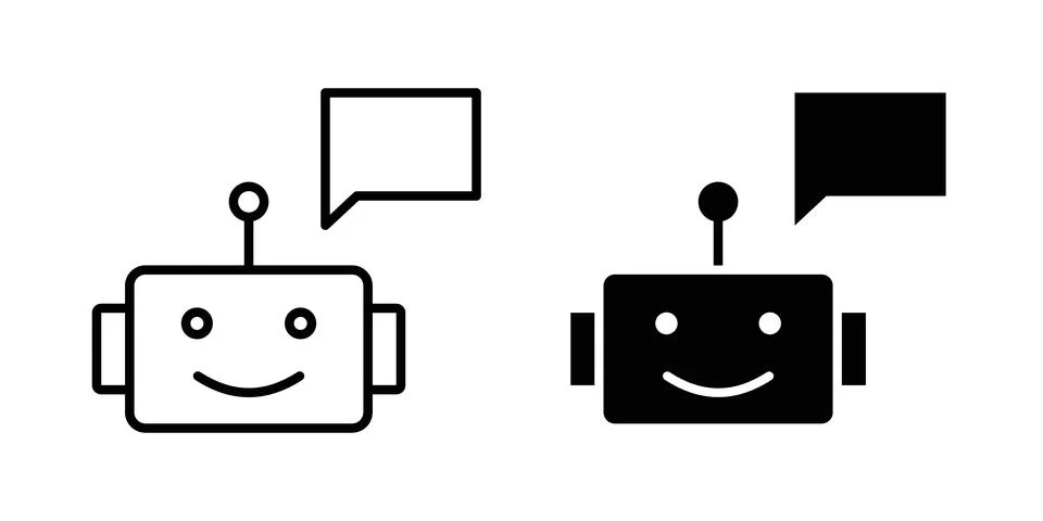 Chatbot speech bubble icon vector, symbol, logo illustrations Stock Illustration