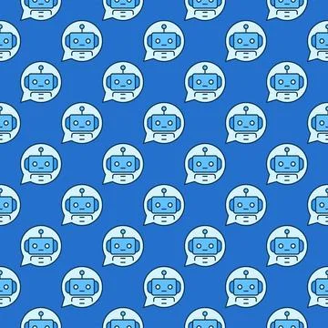 Chatbot in Speech Bubble vector colored seamless pattern 스톡 일러스트