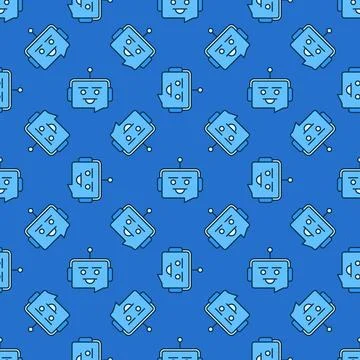 Chatbot Speech Bubble vector concept colored seamless pattern イラスト素材