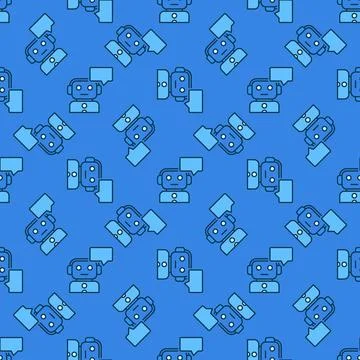 Chatbot with Speech Bubble vector Technology colored seamless pattern Illustrazione stock