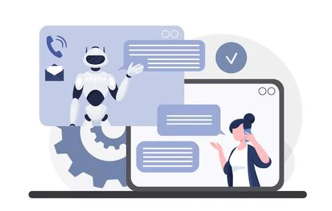 Chatbot support with human interaction. Vector illustration 스톡 일러스트