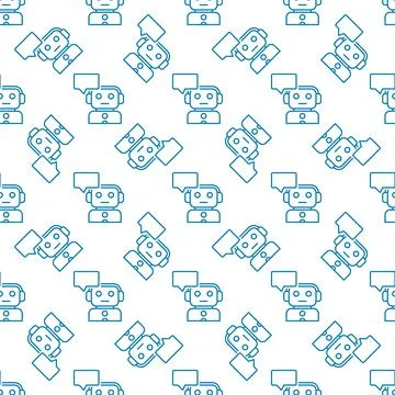 Chatbot Talking vector Communication Technology line seamless pattern Illustrazione stock