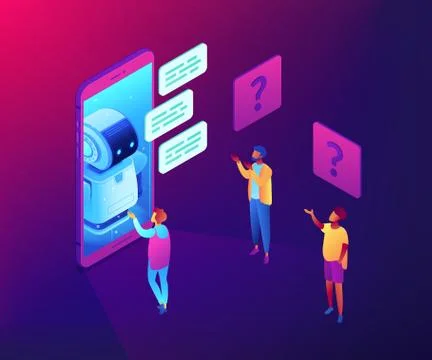 Chatbot technology concept vector isometric illustration. Stock Illustration