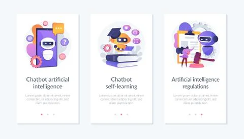 Chatbot technology development app interface template. Stock Illustration