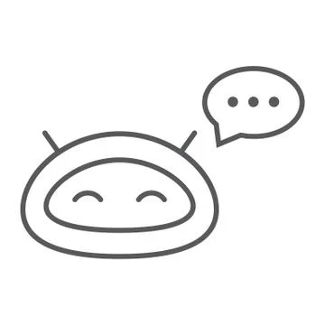 Chatbot thin line icon, technology and bot, chatterbot sign, vector graphics, a 스톡 일러스트