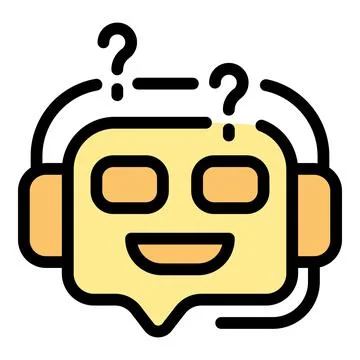 Chatbot thinking with question marks, artificial intelligence providing suppo 库存插图