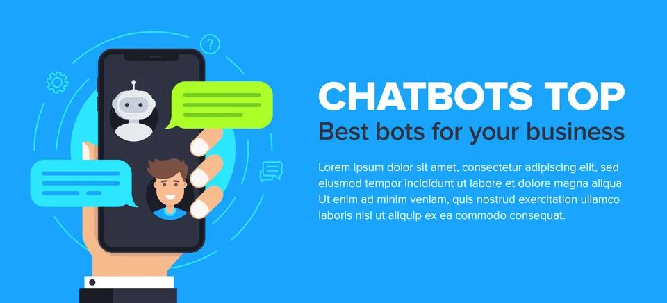 Chatbot vector flat banner design Stock Illustration