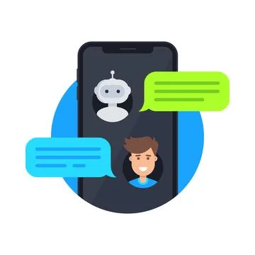 Chatbot vector flat icon in circle Stock Illustration