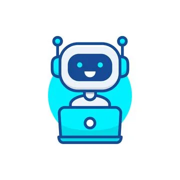 Chatbot vector flat line icon Stock Illustration